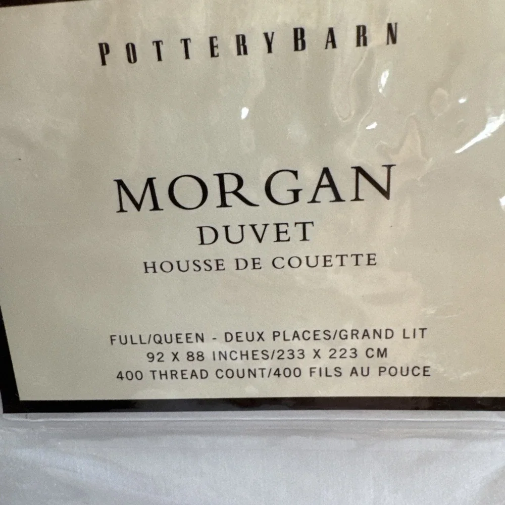 Pottery Barn Morgan Red Banded Duvet Cover Full Queen 400 Thread Count NEW Cotto